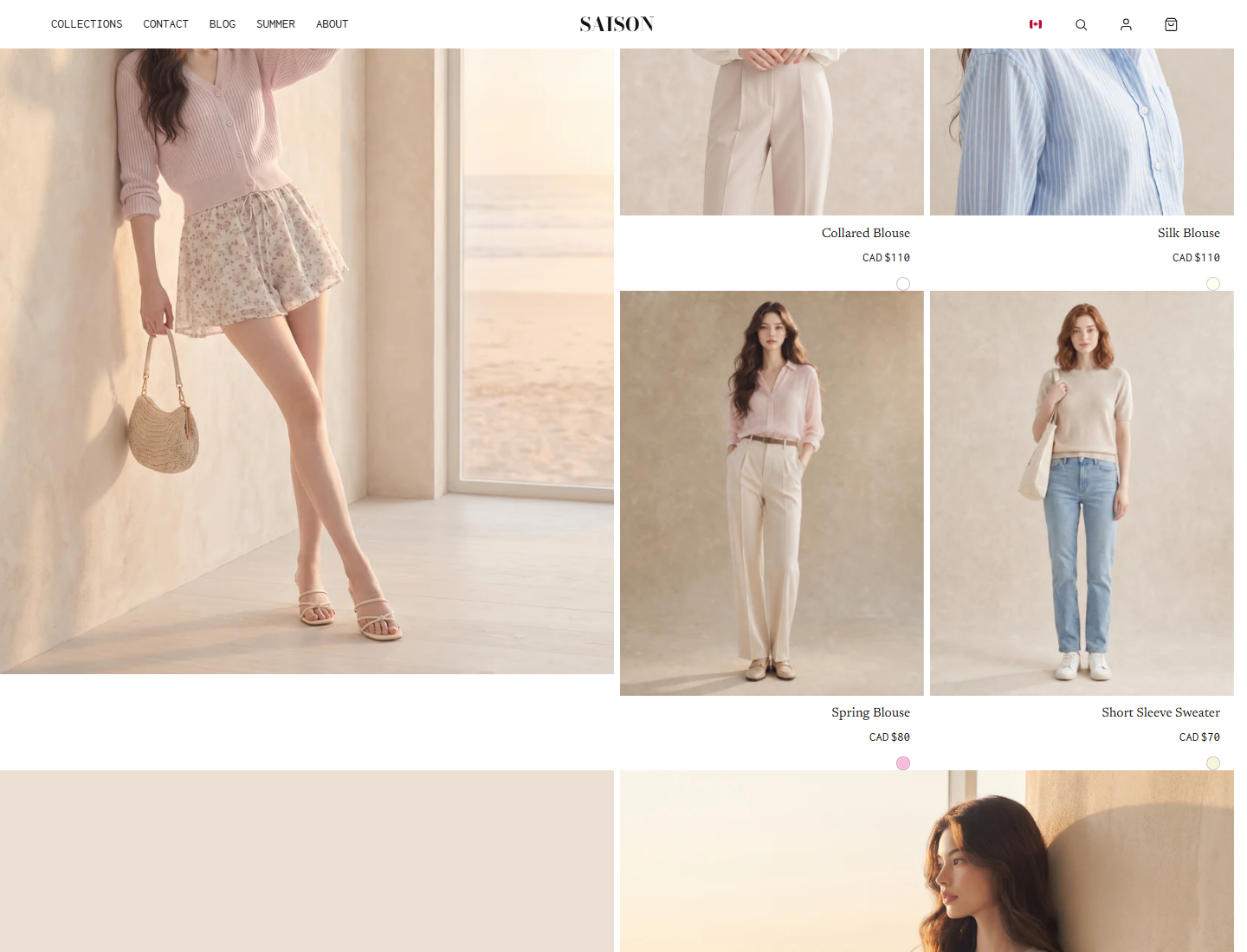 SAISON Image text grid with mixed product and editorial tiles